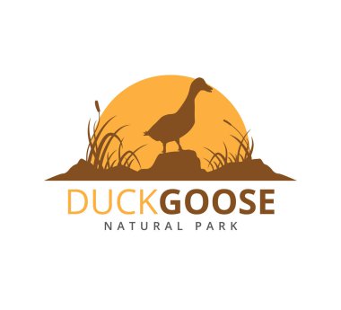 ördek veya çim savannah vektör logo illüstrasyon şablonu ile kaz