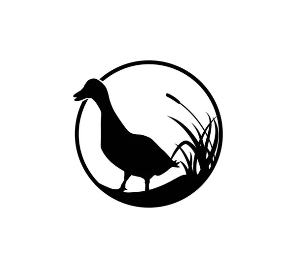 Утка Гусь Векторным Шаблоном Логотипа Травы Саванны — стоковый вектор