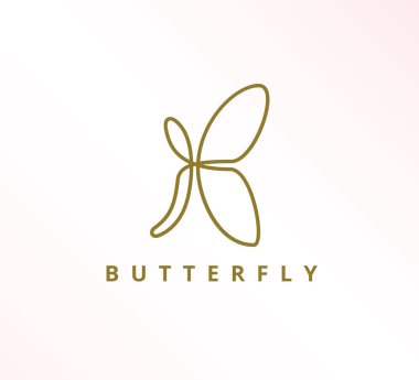 basit minimalist zarif sürekli çizgi kelebek simge vektör logo tasarım şablonu