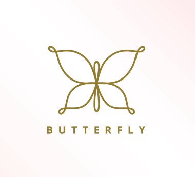 basit minimalist zarif sürekli çizgi kelebek simge vektör logo tasarım şablonu