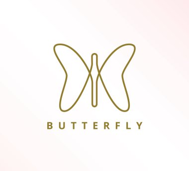 basit minimalist zarif sürekli çizgi kelebek simge vektör logo tasarım şablonu