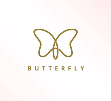 basit minimalist zarif sürekli çizgi kelebek simge vektör logo tasarım şablonu