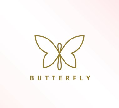 basit minimalist zarif sürekli çizgi kelebek simge vektör logo tasarım şablonu