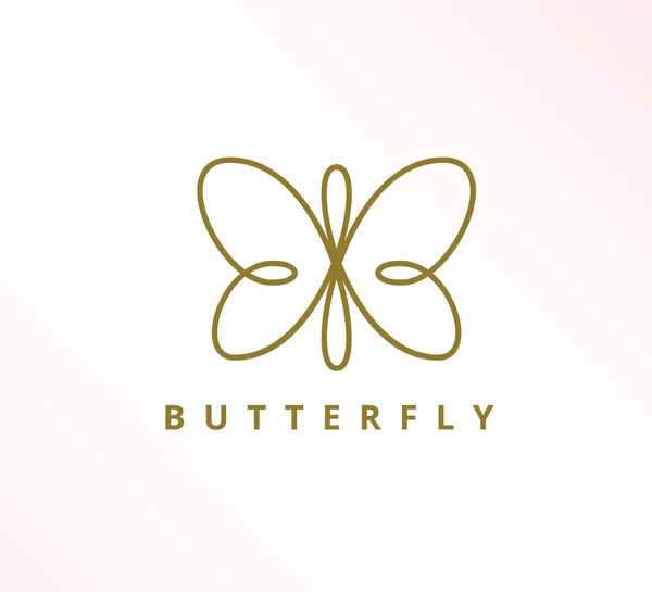 Sederhana Minimalis Elegan Baris Butterfly Ikon Vektor Template Desain Logo - Stok Vektor