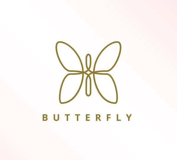 Sederhana Minimalis Elegan Baris Butterfly Ikon Vektor Template Desain Logo - Stok Vektor