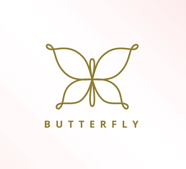 Sederhana Minimalis Elegan Baris Butterfly Ikon Vektor Template Desain Logo - Stok Vektor