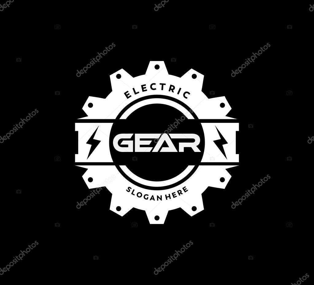 Electric power precision gear icon vector logo design template
