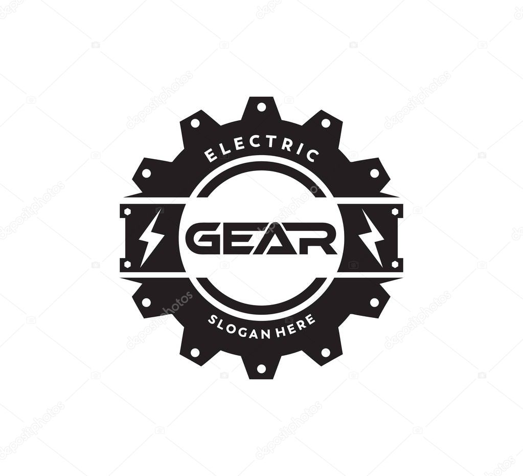 Electric power precision gear icon vector logo design template