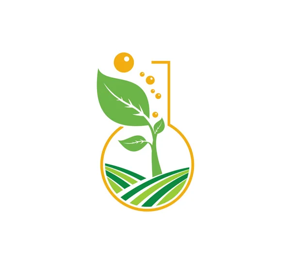 tarım bilim teknoloji organik bitki laboratuvar vektör simge logo tasarım şablonu