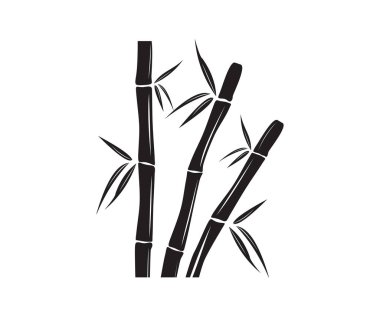 Yeşil Bambu dal ve yaprak vektör simge logo tasarım şablonu