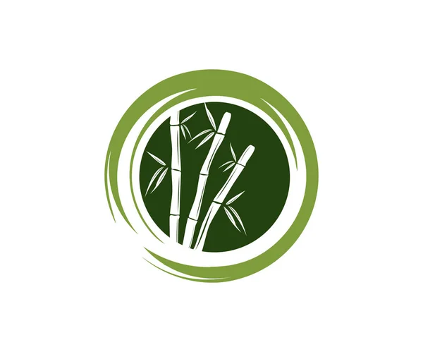 Grüne Bambuszweig Und Blatt Vektor Symbol Logo Design Vorlage — Stockvektor