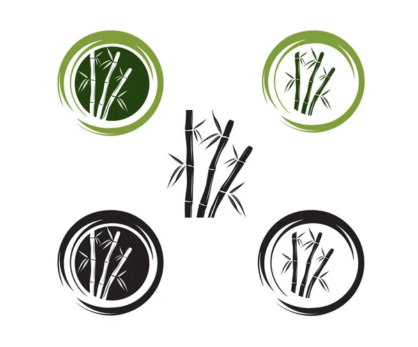 Grön Bambu Branch Och Leaf Vector Icon Logo Design Mall — Stock vektor