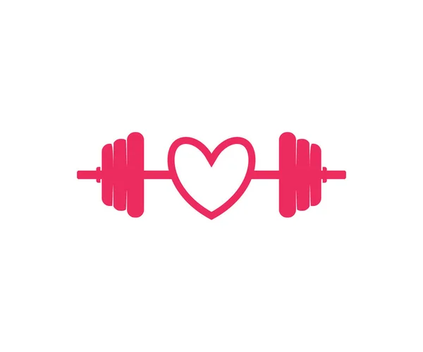 Love Weight Lifting Barbel Fitness Vector Logo Icon Design Template — Stock Vector