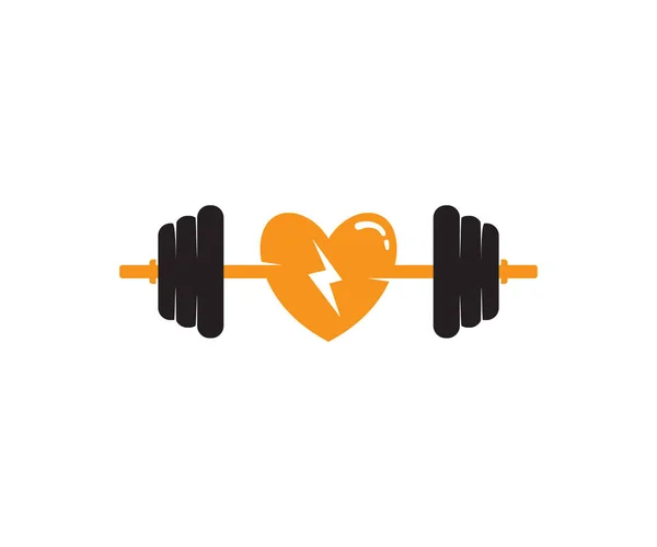 Ich Liebe Gewichtheben Mit Barbel Fitness Vector Logo Icon Design — Stockvektor