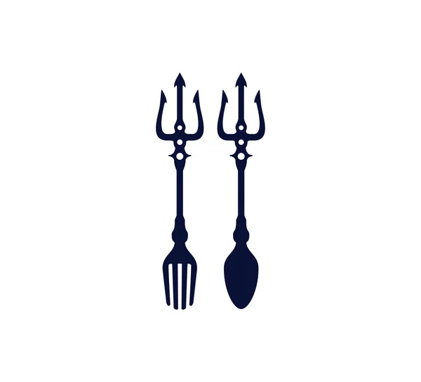 Trident Fork Spoon Food Drink Restaurant Vector Icon Logo Design — Stock vektor