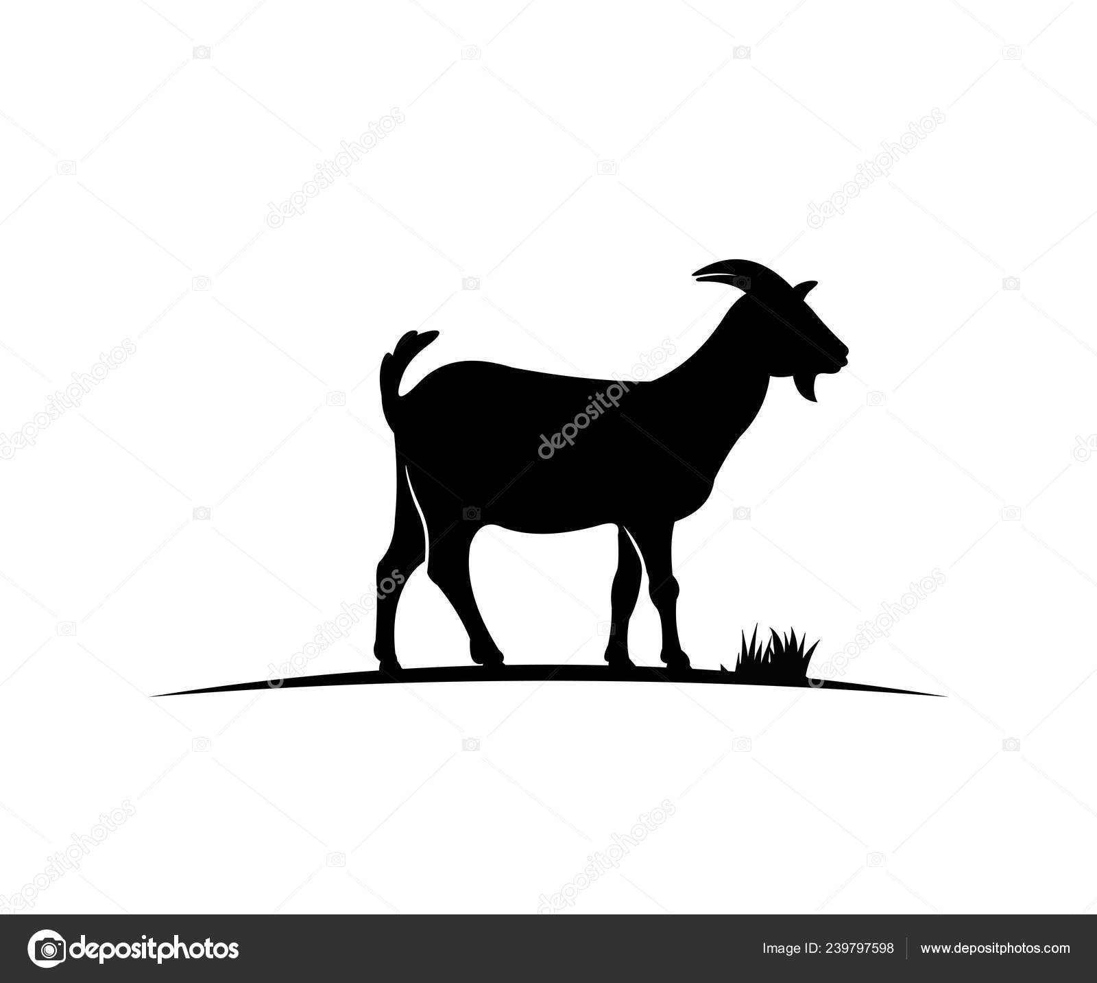 Goat Farm Field Vector Icon Logo Design Simple Flat Style Stock