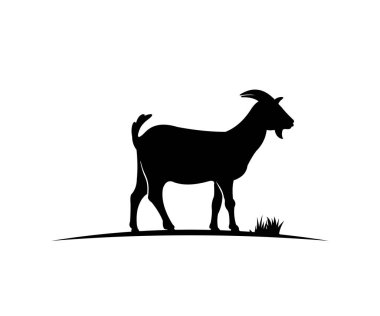 keçi çiftliği alan vektör simge logo tasarım basit düz stil şablonu