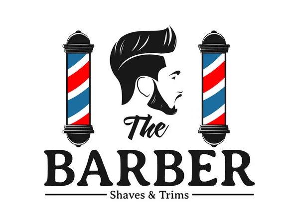 Men Barbershop Hairstylist Banner Logo Badge Vector Design Template — Stock Vector