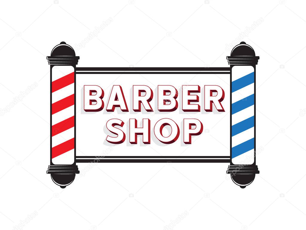 Men barbershop hairstylist banner logo badge vector design template