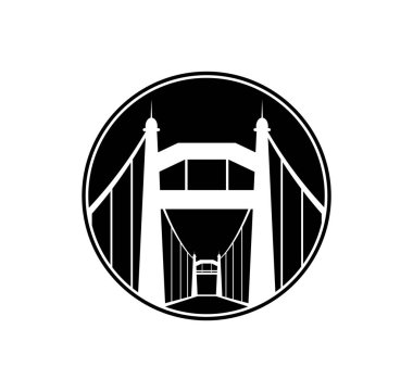 Kule süspansiyon vektör simge logo şablonu ile köprü