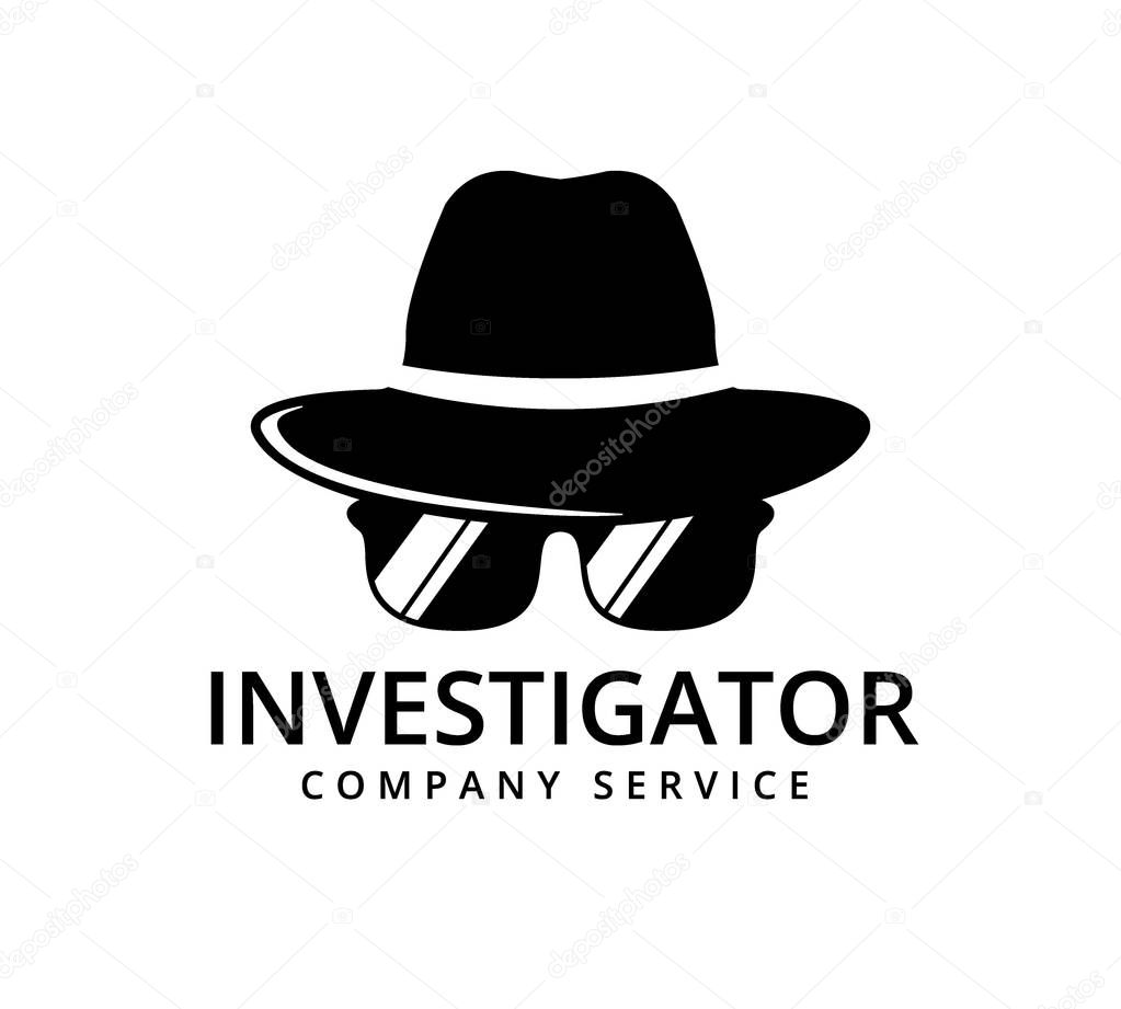 detective with glasses investigation service vector icon logo design