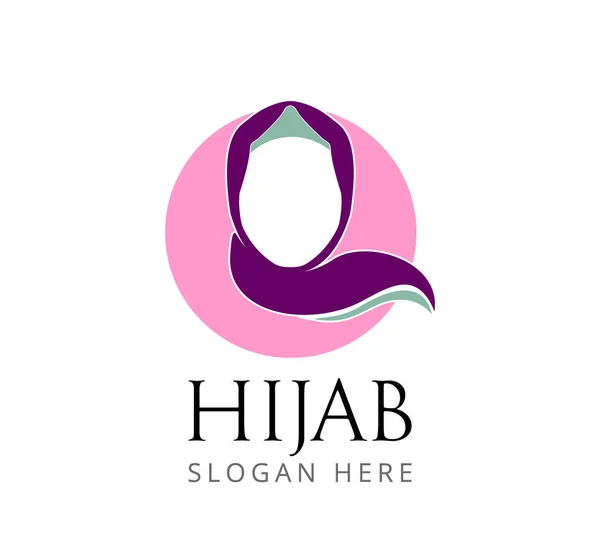 Hijab Mädchen Frauen Kopfbedeckung Vektor Logo Design — Stockvektor