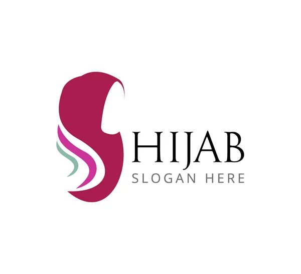 Hijab Mädchen Frauen Kopfbedeckung Vektor Logo Design — Stockvektor