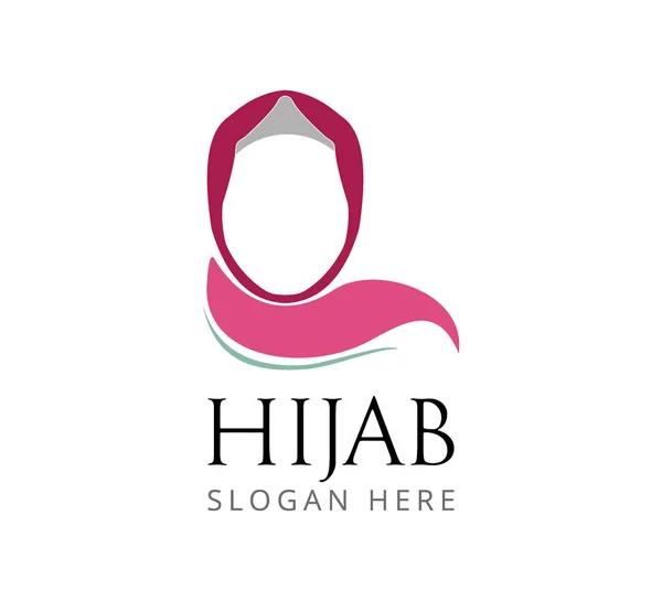 Hijab Mädchen Frauen Kopfbedeckung Vektor Logo Design — Stockvektor