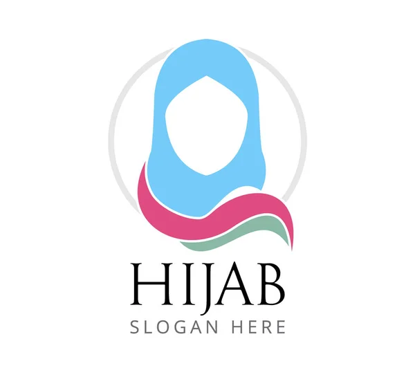 Hijab Mädchen Frauen Kopfbedeckung Vektor Logo Design — Stockvektor