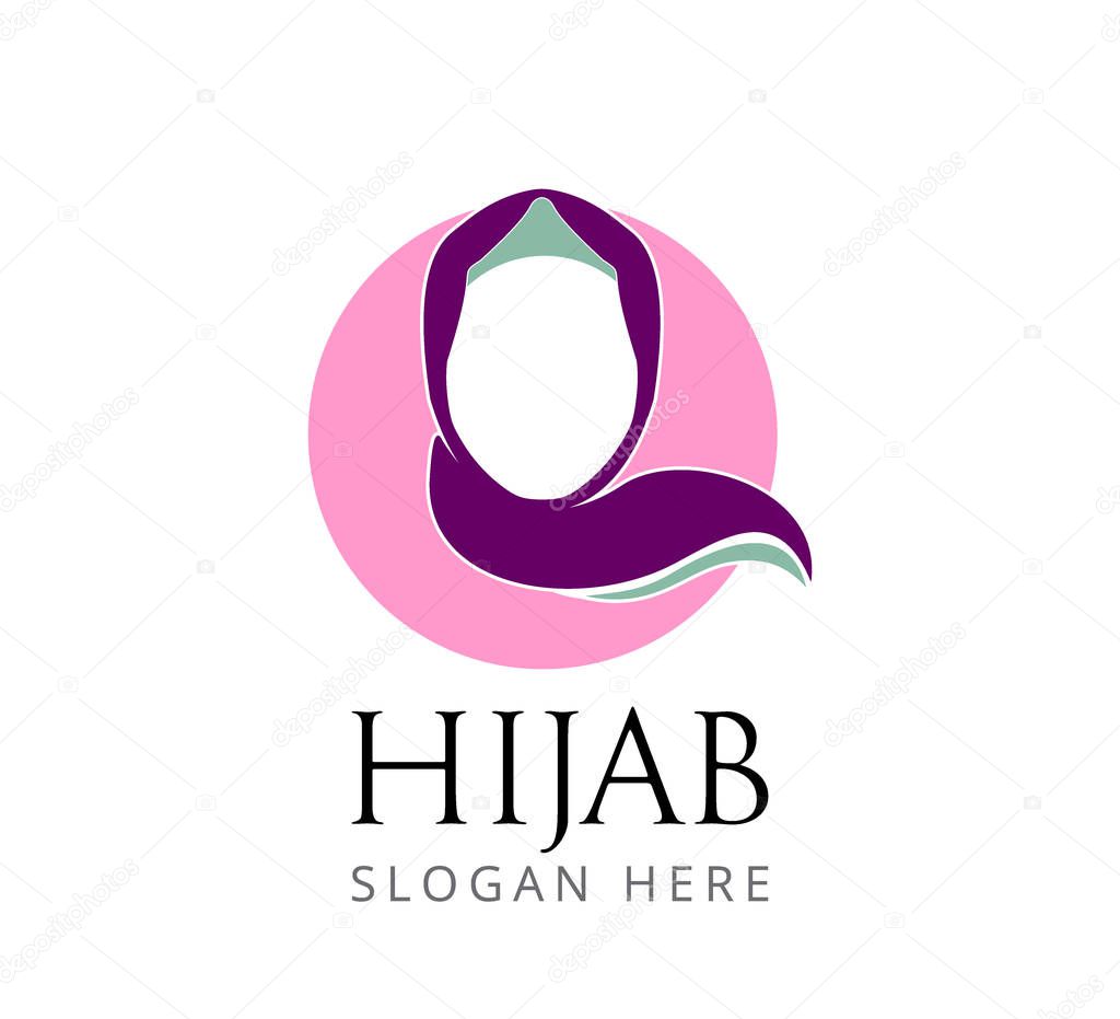 hijab girl women head cover vector logo design