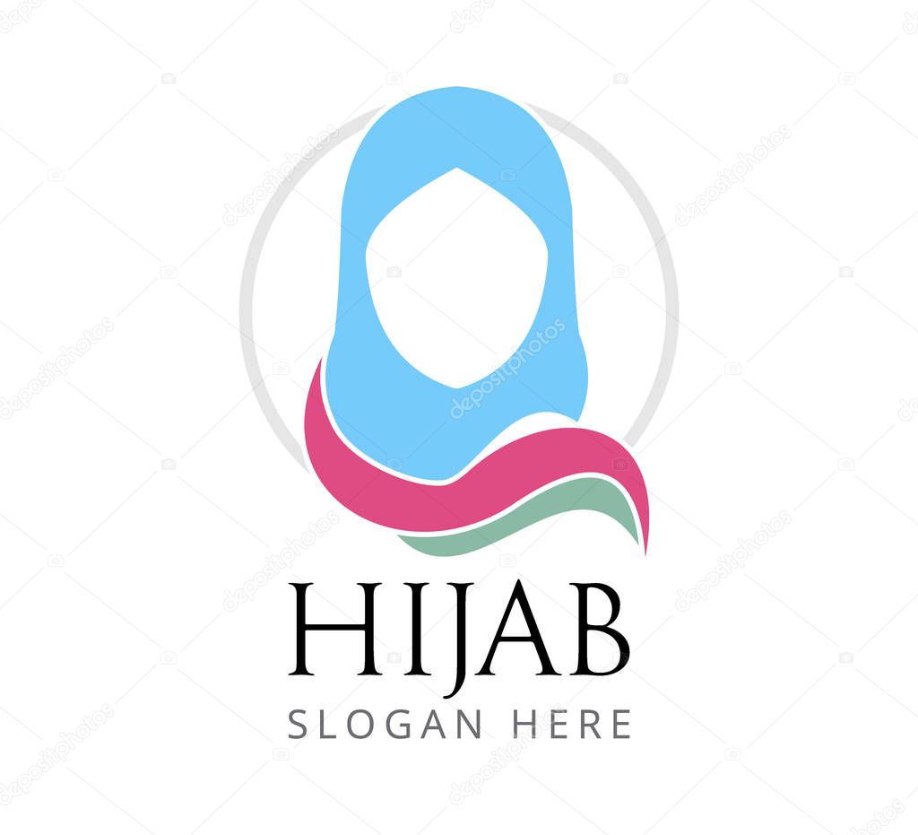 hijab girl women head cover vector logo design