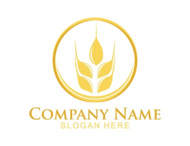 buğday otu tahıl daire şekli vektör logo tasarımı