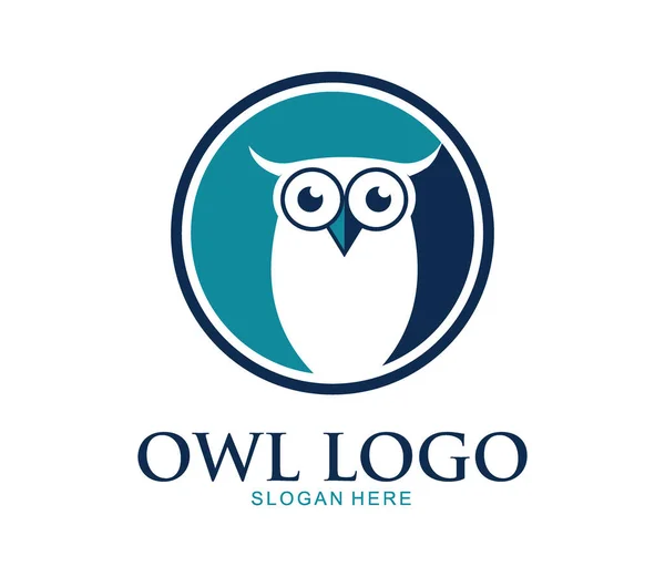 Bonito coruja pássaro inteligente educação escola vetor logotipo design — Vetor de Stock