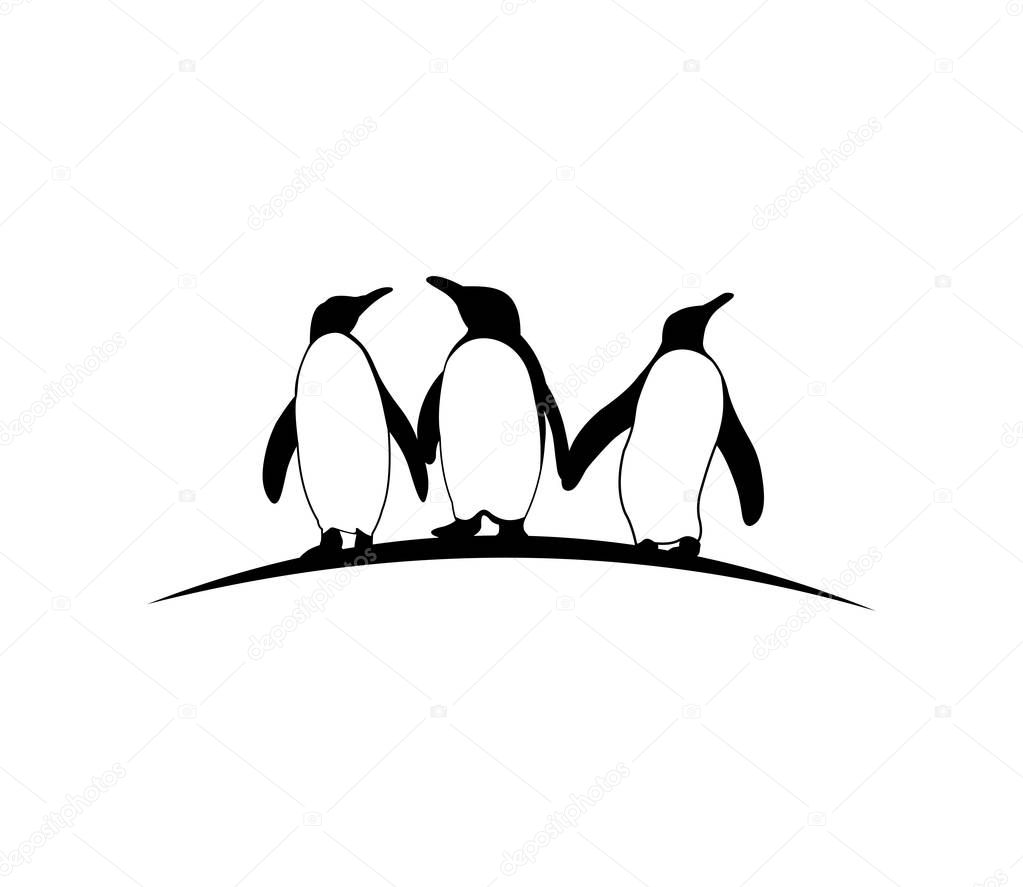 cute penguin silhouette vector design illustration