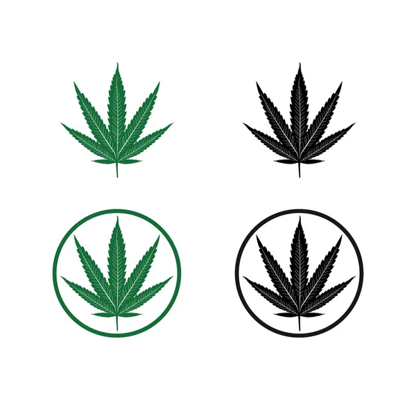 Cannabis marijuana folha silhueta ilustração vetor logotipo design — Vetor de Stock