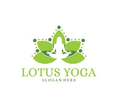 bir lotus çiçek dengesi sembolü vektör logo tasarım illüstrasyon yeşil yoga meditasyon