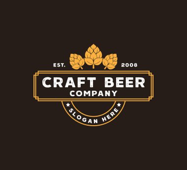 zanaat bira bira şirket vektör logo tasarım konsepti kahverengi arka plan üzerinde