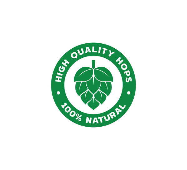 100% натуральный зеленый хмель векторный дизайн логотипа марки на белом фоне
