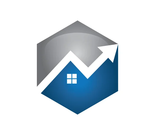 Home o immobiliare proprietà vettoriale logo design concept ispirazione con la salita freccia — Vettoriale Stock