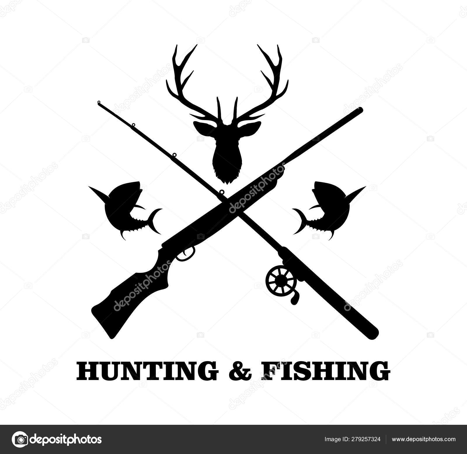 Crossed rifle with fishing rod logo design inspiration template for hunting  sport Stock Vector by ©great19 279257324