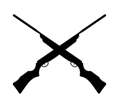 açık hava spor avcılık için çapraz tüfek silah siluet logo tasarım şablonu ilham
