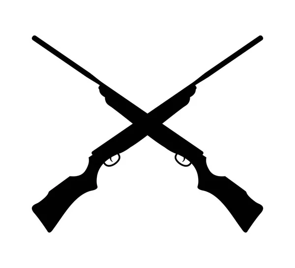 交叉步枪枪剪影标志设计模板灵感狩猎户外运动 — 图库矢量图片