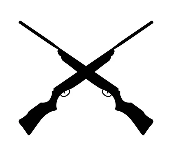 Crossed rifle gun silhouette logo design template inspiration for