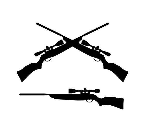 交叉步枪枪剪影标志设计模板灵感狩猎户外运动 — 图库矢量图片