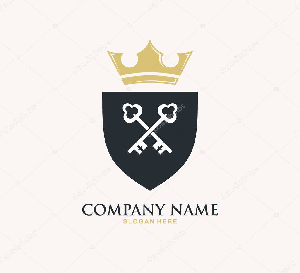 king crown key property home real estate vector logo design