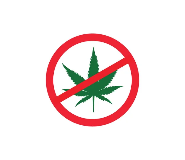 Cannabis hoja de cáñamo signo ilegal vector logotipo plantilla en círculo — Vector de stock