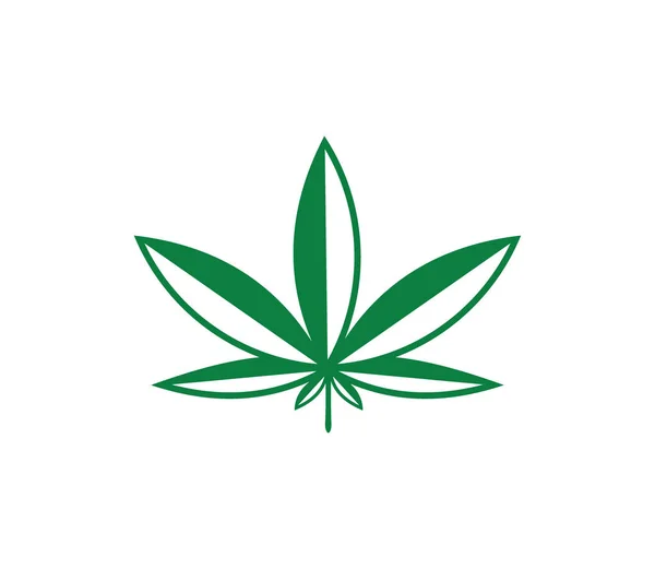 Cannabis cânhamo folha vetor logotipo modelo no fundo withe — Vetor de Stock