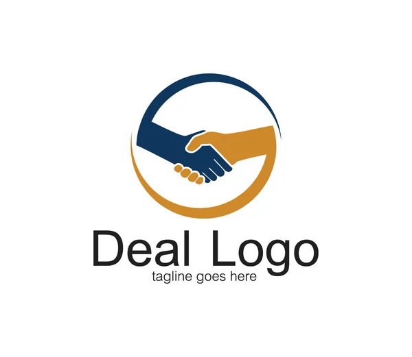 Handshake symbol transakcji i współpracy logo wektor wewnątrz okręgu — Wektor stockowy