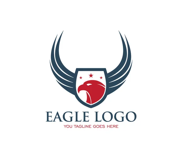 Cabeza de águila en el interior escudo ala patriótica vector moderno logotipo diseño concepto inspiración — Vector de stock