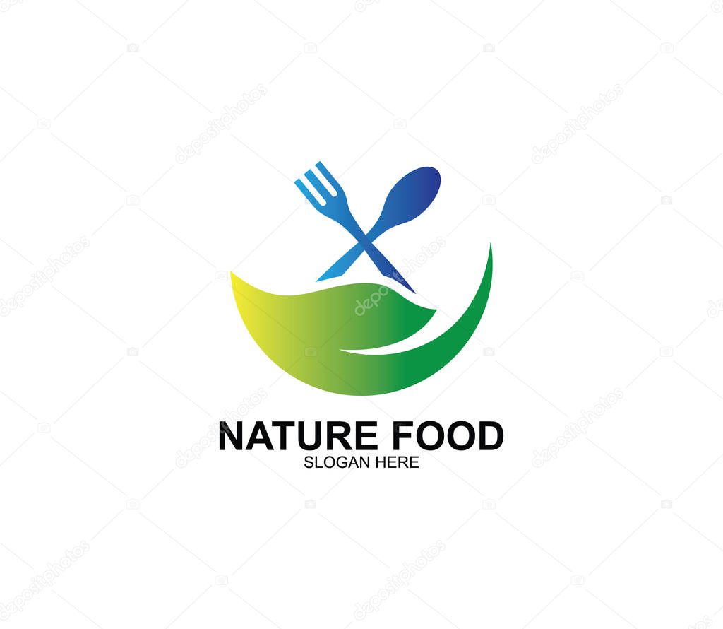 spoon and fork with abstract hand in serving sign food restaurant cafe eatery vector logo design